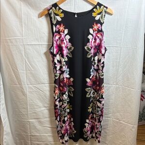 White House Black Market Black Floral Midi Dress